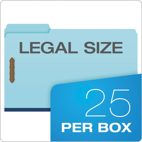 Heavy-duty Pressboard Folders W- Embossed Fasteners, Legal Size, Blue, 25-box
