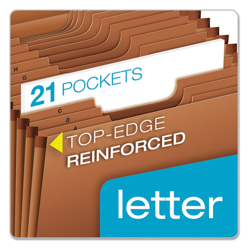 Heavy-duty Expanding File, 21 Sections, 1-3-cut Tab, Letter Size, Redrope