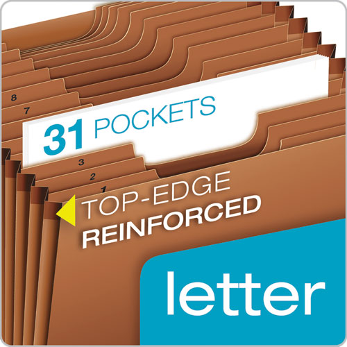 Heavy-duty Expanding File, 31 Sections, 1-3-cut Tab, Letter Size, Redrope
