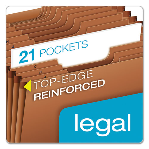 Heavy-duty Expanding File, 21 Sections, 1-3-cut Tab, Legal Size, Redrope