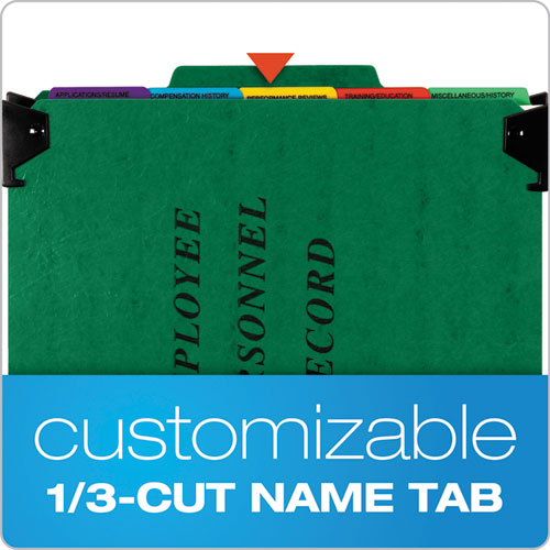 Hanging Style Personnel Folders, 1-3-cut Tabs, Center Position, Letter Size, Green