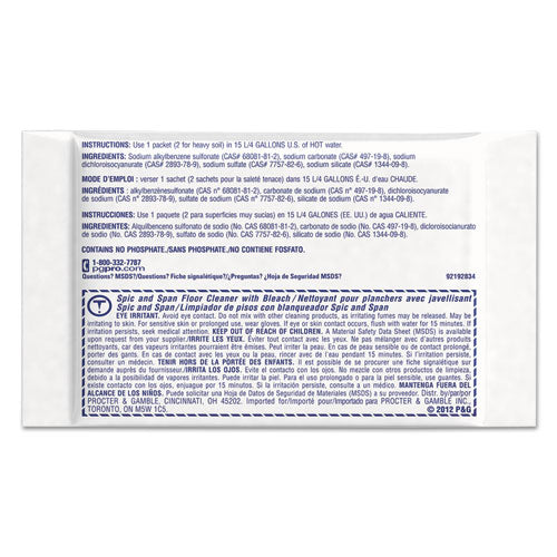 Bleach Floor Cleaner Packets, 2.2oz Packets, 45-carton