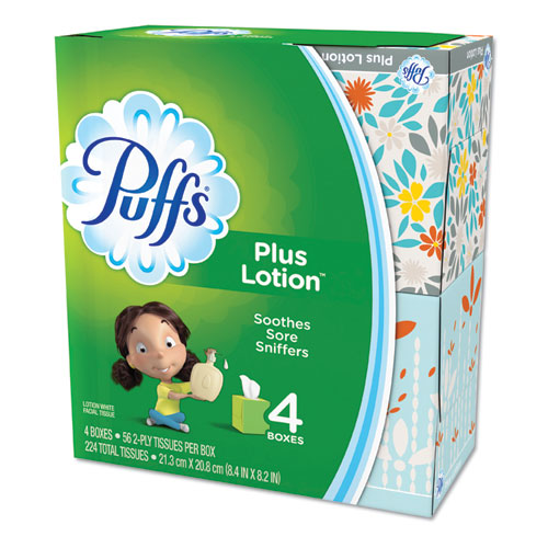 Plus Lotion Facial Tissue, 1-ply, White, 56 Sheets-box, 24 Boxes-carton