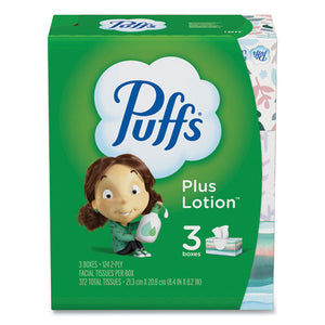 Plus Lotion Facial Tissue, White, 2-ply, 124-box, 3 Box-pack, 8 Packs-carton