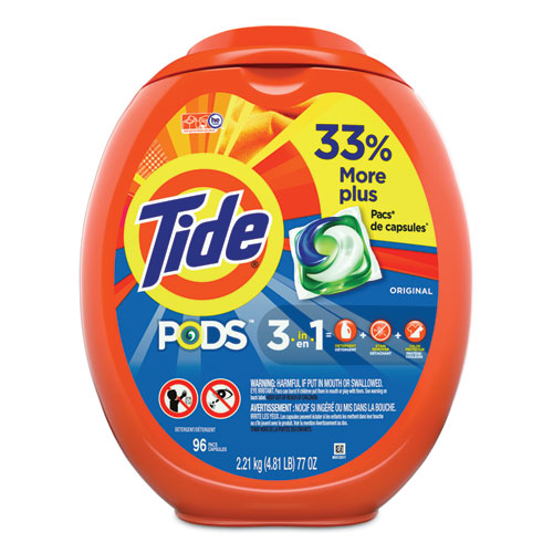 Detergent Pods, Tide Original Scent, 96-tub, 4 Tubs-carton