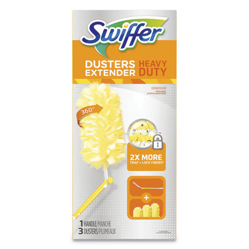 Heavy Duty Dusters, Plastic Handle Extends To 3 Ft,1 Handle & 3 Dusters-kit-6-ct