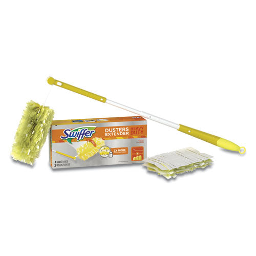 Heavy Duty Dusters, Plastic Handle Extends To 3 Ft,1 Handle & 3 Dusters-kit-6-ct
