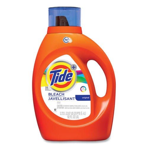 Liquid Laundry Detergent Plus Bleach Alternative, He Compatible, Original Scent, 92 Oz Bottle, 4-carton