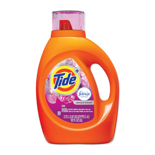 Plus Febreze Liquid Laundry Detergent, Spring & Renewal, 92oz Bottle, 4-carton