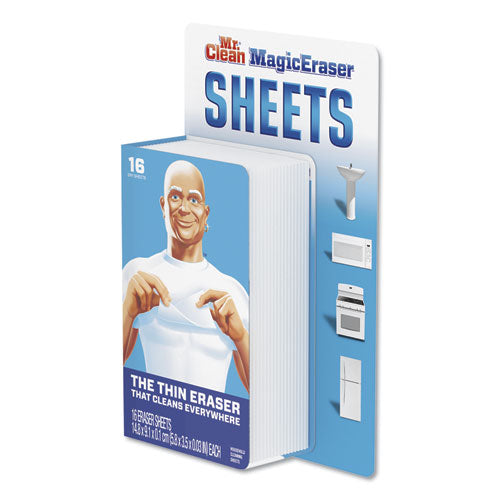 Magic Eraser Sheets, 3 1-2" X 5 4-5" X 0.03", White, 16-pack