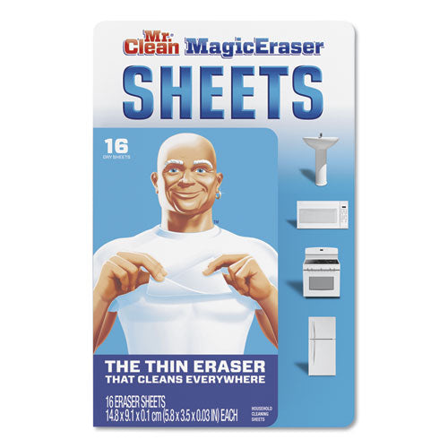 Magic Eraser Sheets, 3.5" X 5.8" X 0.03", White, 16-pack, 8 Pack-carton