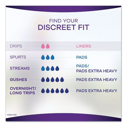 Discreet Incontinence Liners, Very Light, Long, 44-pack