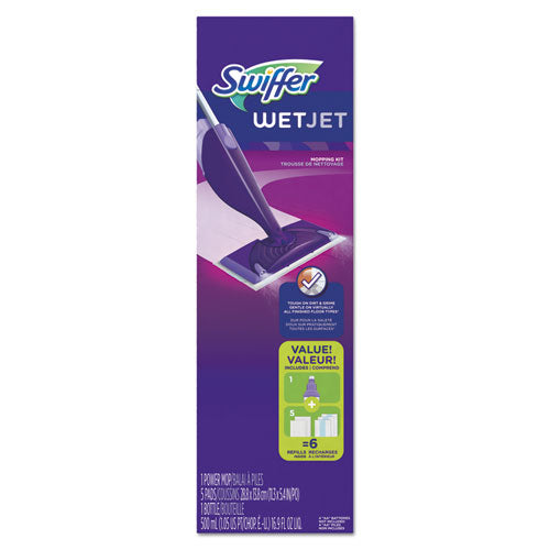 Wetjet Mop Starter Kit, 46" Handle, Silver-purple
