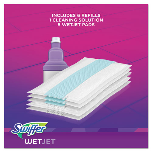 Wetjet Mop Starter Kit, 46" Handle, Silver-purple
