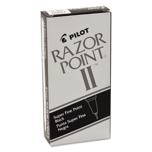 Razor Point Ii Stick Porous Point Marker Pen, 0.2mm, Black Ink-barrel, Dozen