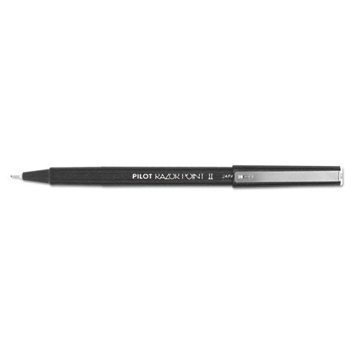 Razor Point Ii Stick Porous Point Marker Pen, 0.2mm, Black Ink-barrel, Dozen