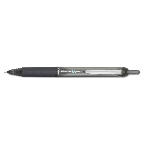 Precise V7rt Retractable Roller Ball Pen, Fine 0.7mm, Black Ink, Black Barrel