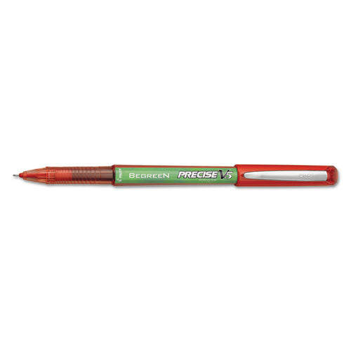 Precise V5 Begreen Stick Roller Ball Pen, 0.5mm, Red Ink-barrel, Dozen