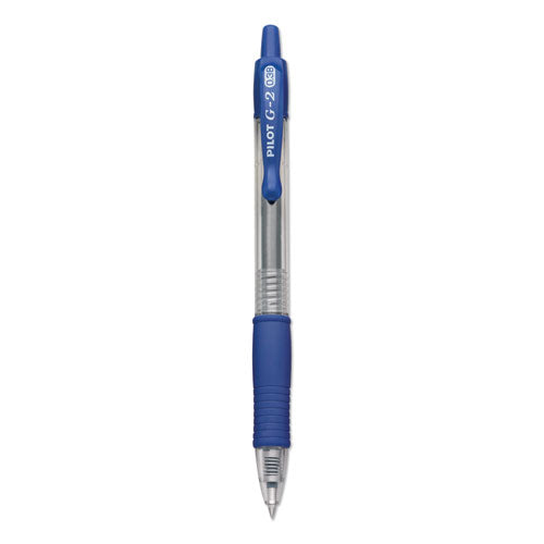 G2 Premium Retractable Gel Pen, 0.38 Mm, Blue Ink, Clear-blue Barrel, Dozen