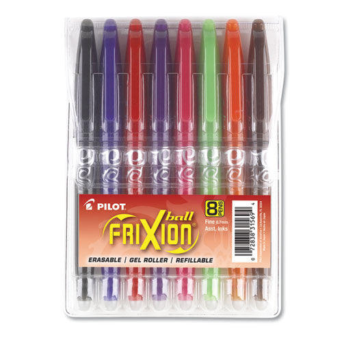 Frixion Ball Erasable Stick Gel Pen, Fine 0.7mm, Assorted Ink-barrel, 8-pack