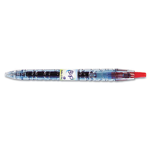 B2p Bottle-2-pen Recycled Retractable Gel Pen, 0.7mm, Red Ink, Translucent Blue Barrel