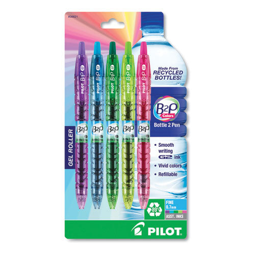 B2p Bottle-2-pen Recycled Retractable Gel Pen, 0.7mm, Red Ink, Translucent Blue Barrel