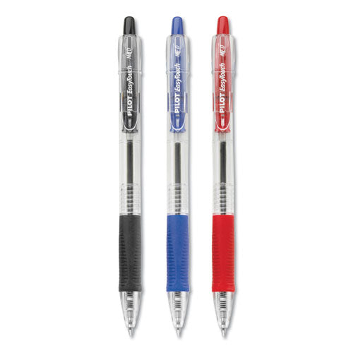 Easytouch Retractable Ballpoint Pen, Medium 1mm, Red Ink, Clear Barrel, Dozen