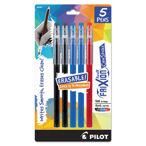 Frixion Colorsticks Erasable Stick Gel Pen, 0.7mm, Assorted Ink-barrel, 5-pack