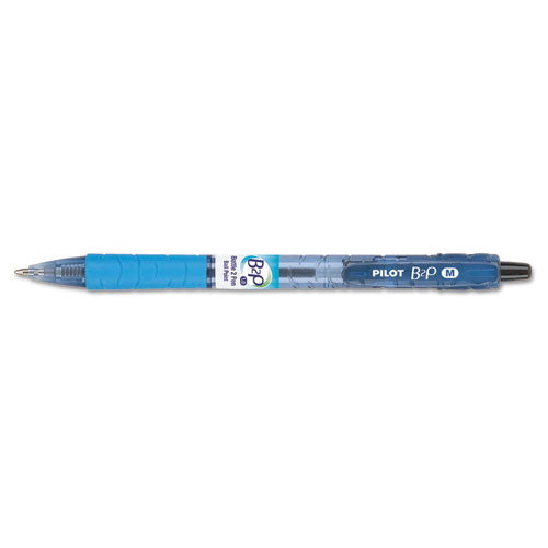 B2p Bottle-2-pen Retractable Ballpoint Pen, 1mm, Red Ink, Translucent Blue Barrel, Dozen