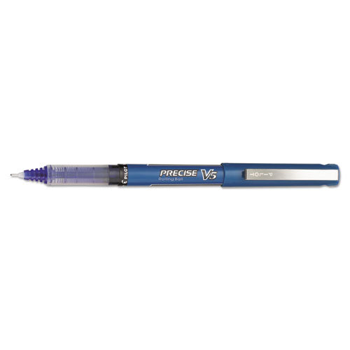Precise V5 Stick Roller Ball Pen, Extra-fine 0.5mm, Blue Ink-barrel, Dozen