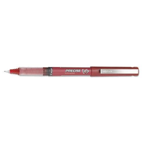 Precise V7 Stick Roller Ball Pen, Fine 0.7mm, Red Ink-barrel, Dozen