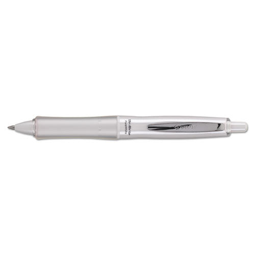 Dr. Grip Purewhite Retractable Ballpoint Pen, 1mm, Black Ink, White-crystal Barrel