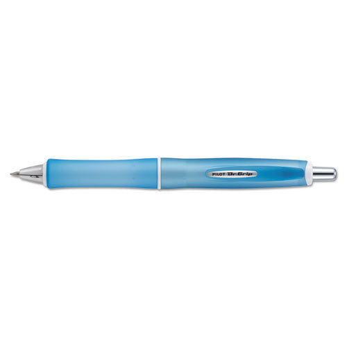 Dr. Grip Frosted Retractable Ballpoint Pen, 1mm, Black Ink, Blue Barrel