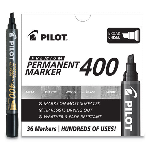 Premium 400 Permanent Marker, Broad Chisel Tip, Black, 36-pack