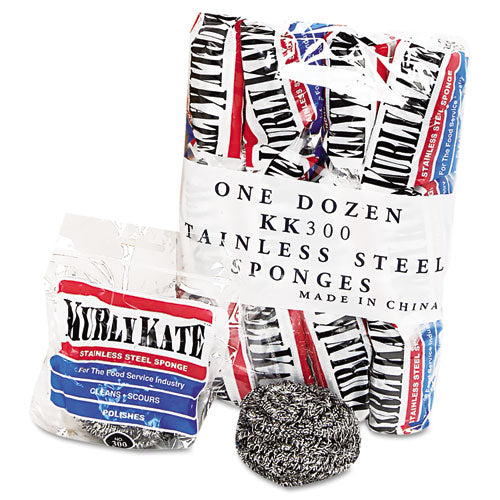 Stainless Steel Scrubbers, Medium, Steel Gray, 12-carton