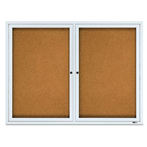 Enclosed Cork Bulletin Board, Cork-fiberboard, 48" X 36", Silver Aluminum Frame