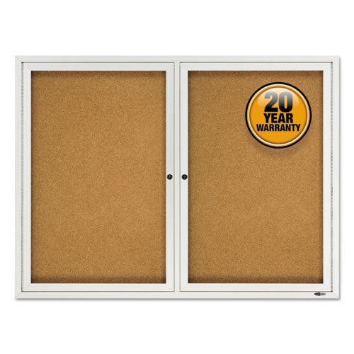 Enclosed Cork Bulletin Board, Cork-fiberboard, 48" X 36", Silver Aluminum Frame
