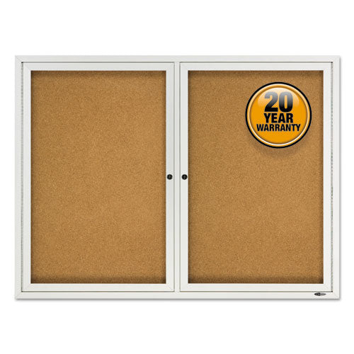 Enclosed Cork Bulletin Board, Cork-fiberboard, 48" X 36", Silver Aluminum Frame