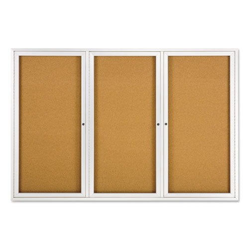 Enclosed Bulletin Board, Natural Cork-fiberboard, 72 X 48, Silver Aluminum Frame