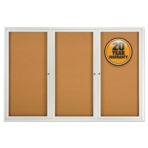 Enclosed Bulletin Board, Natural Cork-fiberboard, 72 X 48, Silver Aluminum Frame