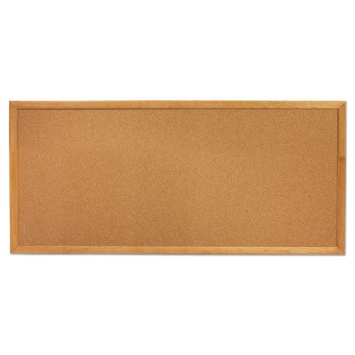 Classic Series Slim Line Cork Bulletin Board, 12 X 36, Oak Finish Frame