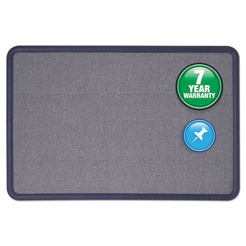Contour Fabric Bulletin Board, 36 X 24, Light Blue, Plastic Navy Blue Frame