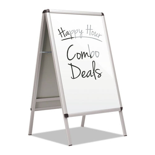 Improv A-frame Sign With Total Erase Surface, Aluminum, 28 1-2w X 42h, Silver