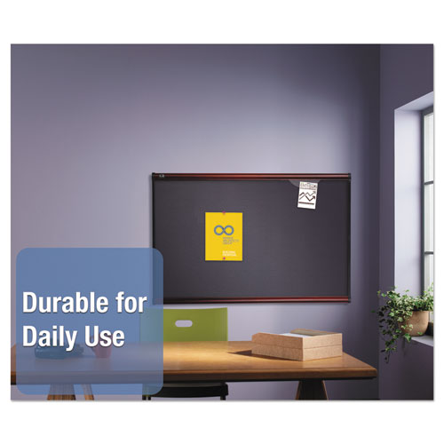 Prestige Bulletin Board, Diamond Mesh Fabric, 36 X 24, Gray-mahogany Frame