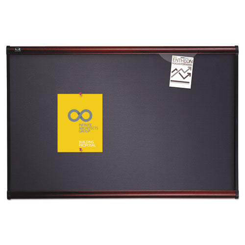 Prestige Bulletin Board, Diamond Mesh Fabric, 36 X 24, Gray-mahogany Frame