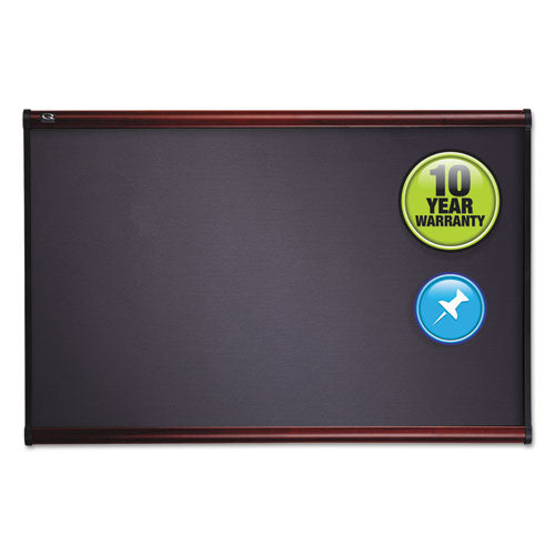 Prestige Bulletin Board, Diamond Mesh Fabric, 36 X 24, Gray-mahogany Frame