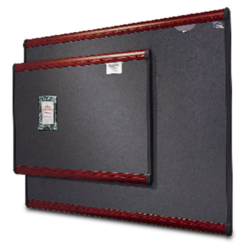 Prestige Bulletin Board, Diamond Mesh Fabric, 72 X 48, Gray-mahogany Frame