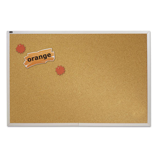 Natural Cork Bulletin Board, 72 X 48, Anodized Aluminum Frame