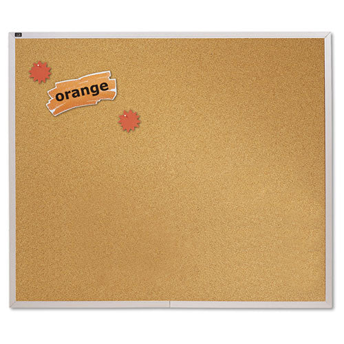 Natural Cork Bulletin Board, 96 X 48, Anodized Aluminum Frame