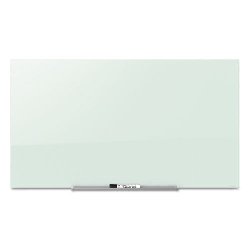 Invisamount Magnetic Glass Marker Board, Frameless, 50" X 28", White Surface
